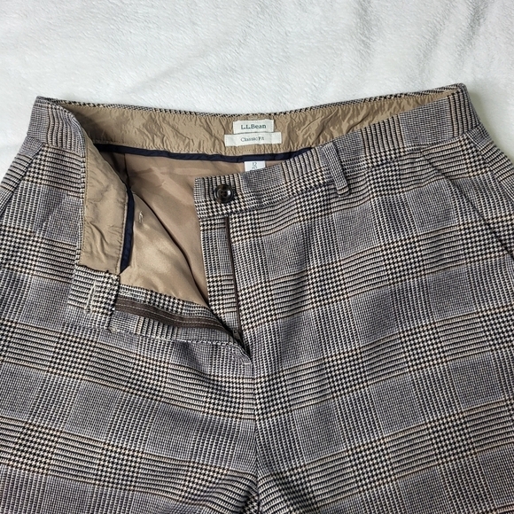 L.L Bean Plaid Houndstooth Black/Tan Dresspants. Size 12 Petite. Item 500955 - Picture 11 of 12